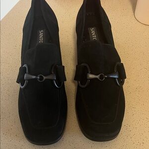 Santorini Heeled black Suede. Size 8